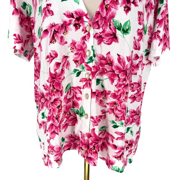 Talbots Kelly Cardigan Size 1X Summer Blossoms Floral Elbow Sleeve Cotton READ - Picture 4 of 12